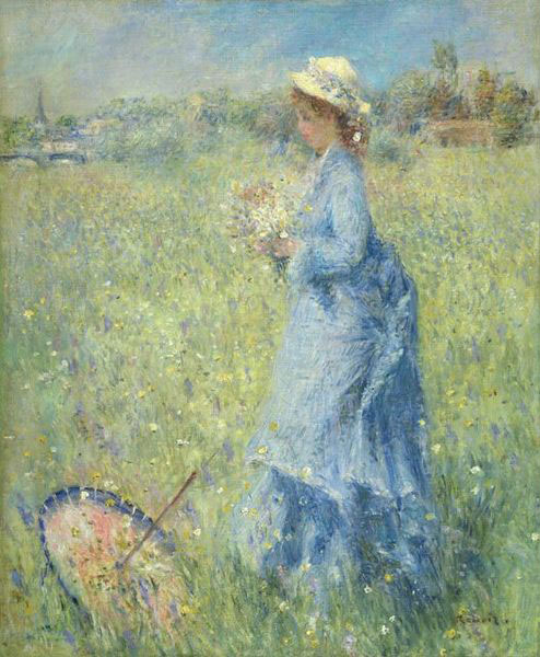 Pierre-Auguste Renoir Femme cueillant des Fleurs oil on canvas painting by Pierre-Auguste Renoir